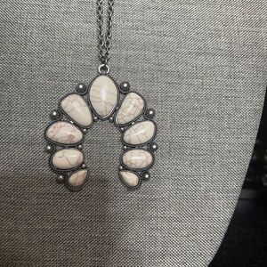 Elegant Silver-Toned Crescent Necklace with Iridescent Stones